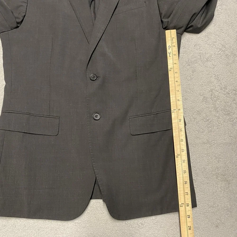 All Saints Blazer Mens Medium Charcoal Gray Wool Blend Stretch 38 Surgeon Cuff‎